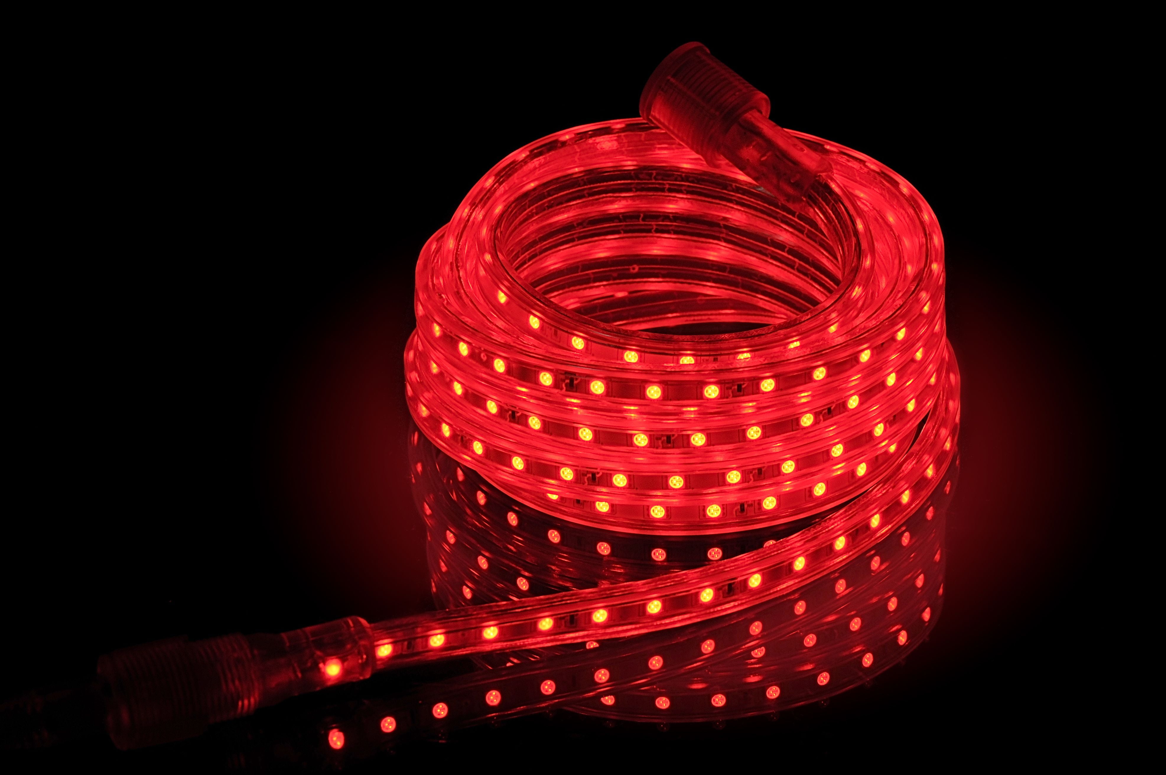 CBConcept® UL Listed,65 Feet,7200 Lumen,Red,120 Volt Flat LED Strip Rope Light 