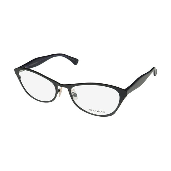NEW VERA WANG V385 WOMENS/LADIES CAT EYE FULL-RIM BLACK FRAME DEMO LENSES 51-17-137 FLEXIBLE HINGES EYEGLASSES/EYEWEAR