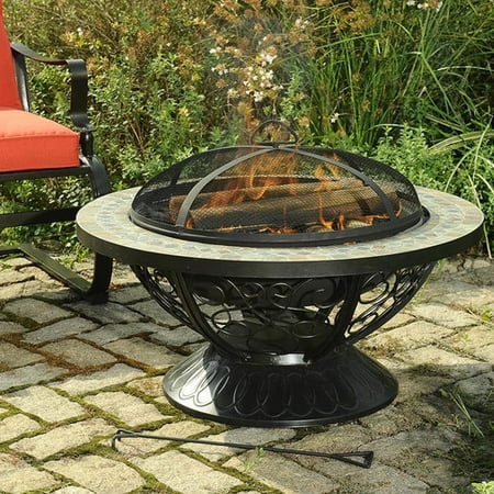 Sunjoy Monica Steel Wood Burning Fire Pit Table Walmart Com