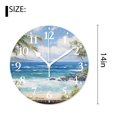 thumbnail image 2 of 14 Inch Wall Clock Battery Operated Silent Clock Decorative for Office, Kitchen, Outdoor, Living Room，Tropical Sea Palms and Exotic Village Scene Elegant, 2 of 4