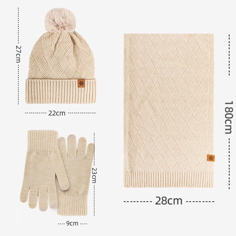 Womens Winter Knit Beanie Hat Scarf Gloves Set Warm Touchscreen 3-in-1 Stylish Hat Scarf Gloves Set Women Winter Touchscreen Gloves  main image 2