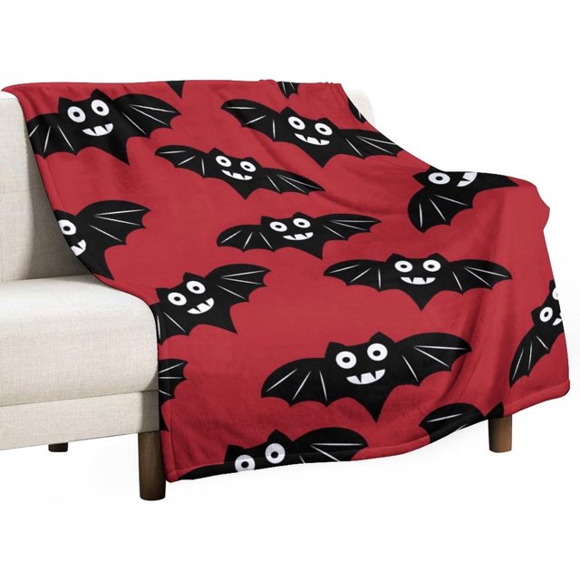 Manta de murciélago negro para Halloween, acogedora, cálida, bonita, ligera, para sofá, cama, para adultos, niños, adolescentes, regalo de 50 x 60 pulgadas