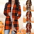 thumbnail image 4 of HBFAGFB Lightweight Cardigans for Women Simple Long Sleeve Plaid Jacket Versatile Long Coat Black Size S, 4 of 5