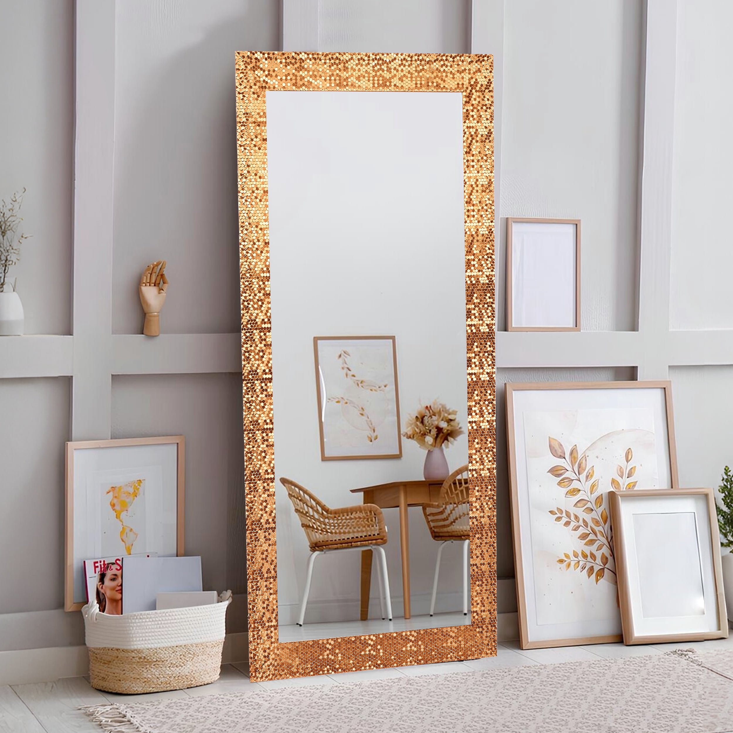 Naomi Home Mosaic Style Full Length Floor Mirror, Large Framed