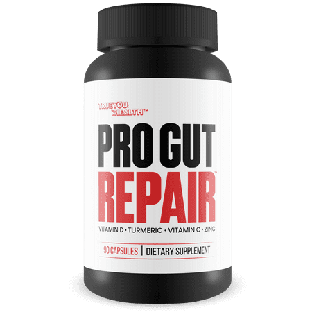 Pro Gut Repair - Leaky Gut Repair Supplements - High Fiber Natural Formula w/Vitamin C & Vitamin D - Turmeric - Zinc Gut Lining Repair Support - Promote Digestive