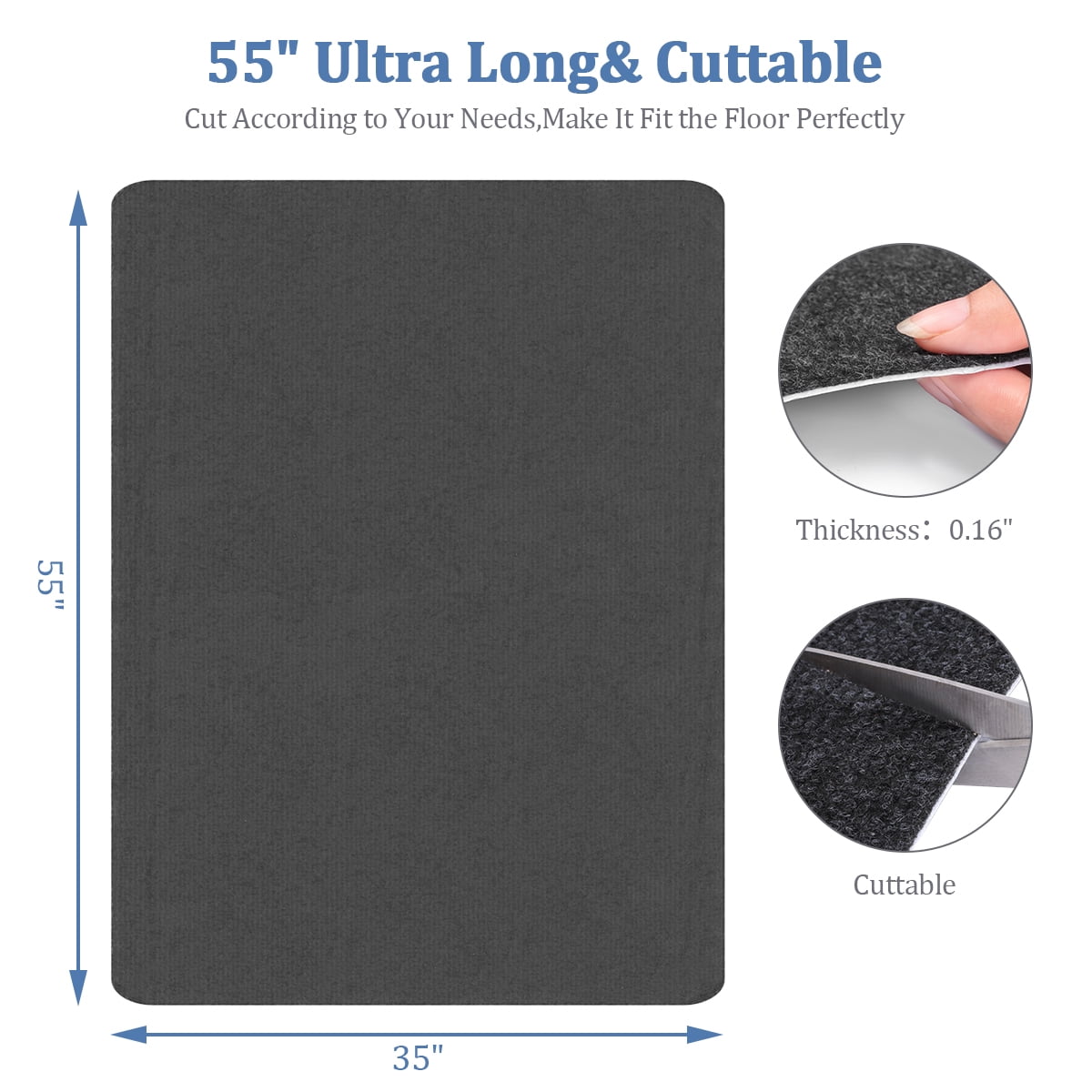 GPED Office Chair Mat for Hardwood Floor, 55"x35" Desk Chair Mat, Anti-Slip Floor Protector, Under Desk Low-Pile Office Rug Floor Mat for Office, Home
