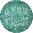 thumbnail image 1 of Ahgly Company Indoor Round Medallion Light Blue Traditional Area Rugs, 8' Round, 1 of 4