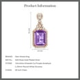thumbnail image 5 of Gem Stone King 6.85 Ct Emerald Cut Purple Amethyst 18K Rose Gold Plated Silver Pendant, 5 of 5