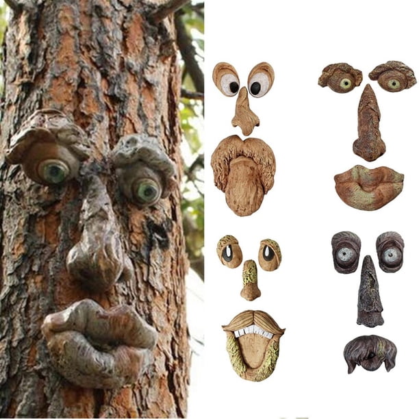 Amusing Old Man Tree Hugger Garden Art Outdoor Tree Funny Old Man Face Sculpture Whimsical Tree Face Garden DecorationAUnited Kingdom He Qiyong unisex