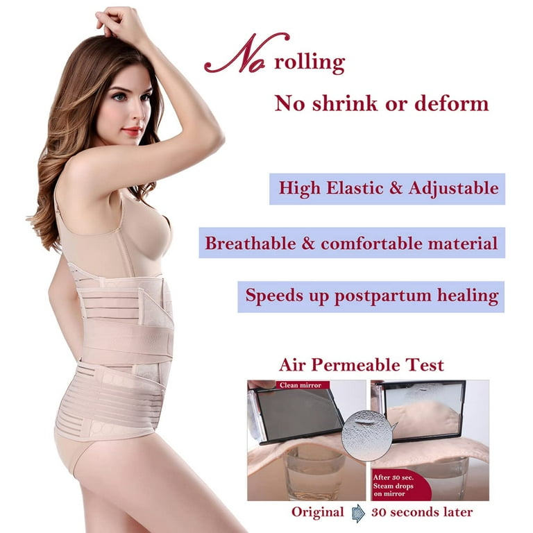 ChongErfei 3 in 1 Postpartum Support Recovery Belly waist pelvis Belt Shapewear Slimming Girdle Beige One Size For Posture Correction Walmart
