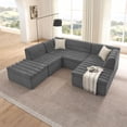 thumbnail image 4 of EPOWP 135'' Cloud Sectional Boneless Couches for Living Room, Modular Sectional Sofa with Deep Seat and Movable Ottoman, Memory Foam Compressed Spineless 5 Seater Sofa for Bedroom Apartment, 4 of 11