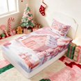 thumbnail image 5 of Manfei Gingerbread Twin Sheets Christmas Bedding, Turquoise White 3-Piece (1 Flat Sheet, 1 Fitted Sheet and 1 Pillowcase), 5 of 6