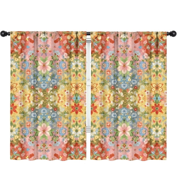 Blackout Kids Curtains,Pioneer Flower Floral Print Pattern Children's Insulated Curtains Set Of 2,Bedroom Essentials,Toddler Room Decor 52"x84"