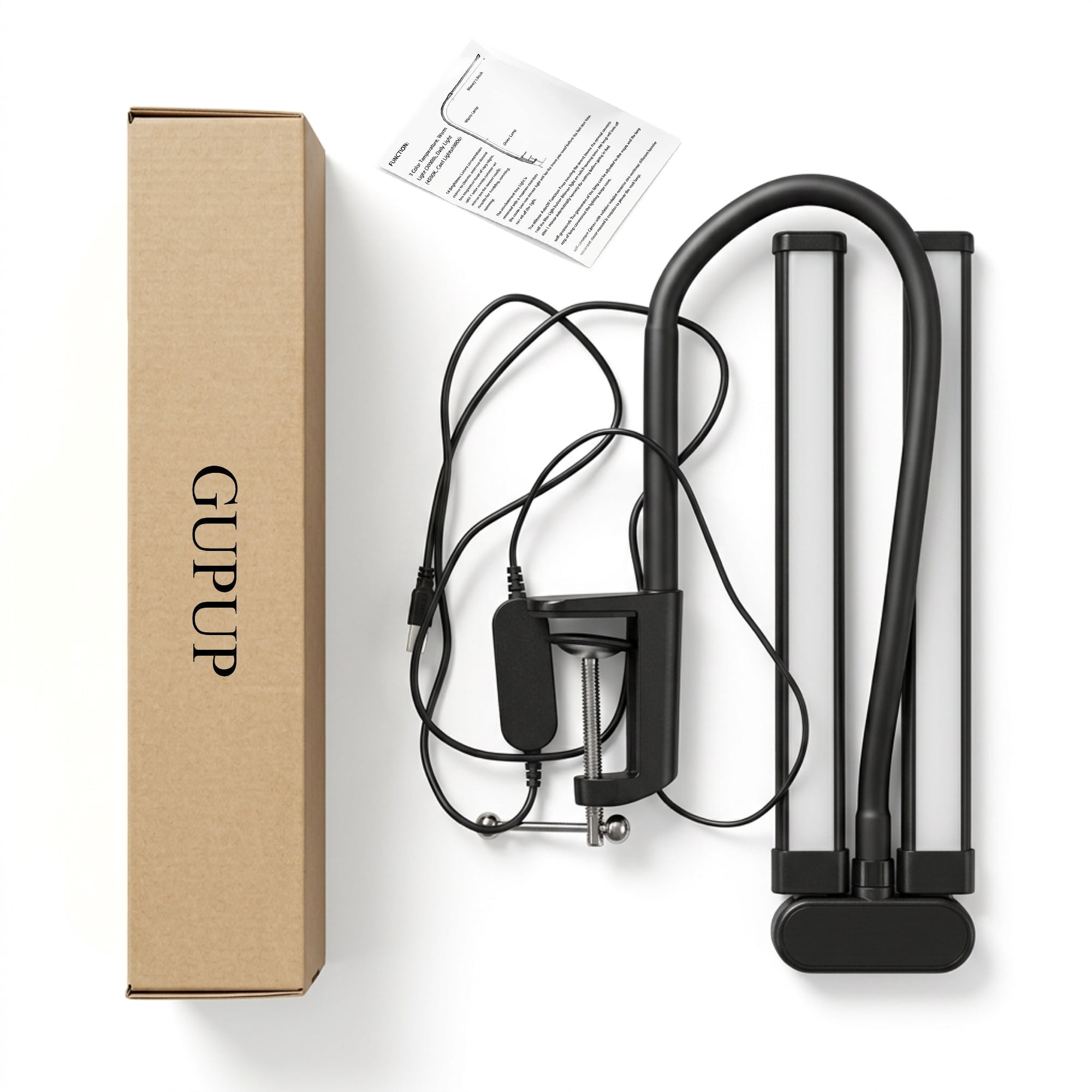 GUPUP LED Clip-on Desk Lamp, Eye Caring Dimmable Reading Light, Usb Power Adjustable Table Light for Home, Office, Dorm, Bedside, Kids Study