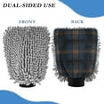 thumbnail image 2 of Microfiber Car Wash Gloves With Chenille & Polyester Terry Scratch-Free Cleaning Elastic Cuffs Dark Blue Tartan, 2 of 8