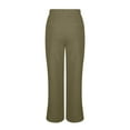 thumbnail image 6 of Cotton Linen Pants Women Summer Baggy Drawstring High Waisted Wide Leg Trousers Flowy Beach Lounge Pants with Pockets Dark Green S, 6 of 8