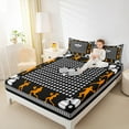 thumbnail image 4 of Manfei Pickleball Player Bed Sheets Set Full Size,Ball Games Bedding Sets Full Size,Orange White Black Bed Sheets Full For Kids Boys,Microfiber Bedroom Decorative,4pcs, 4 of 7