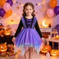 thumbnail image 2 of Likimi Child Girls Hallowmas Dress Crew Neck Long Sleeve Halloween Cat Print For Party Fashion Dresses Size 2-3 Years, 2 of 9