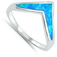 thumbnail image 4 of CHOOSE YOUR COLOR Blue Simulated Opal Chevron Pointed Thumb Ring 925 Sterling Silver Band CZ Female Size 9, 4 of 4
