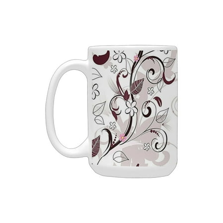 

Teen Girls Decor Collection Fairy Pattern Nature Swirl Floral Mystery Ornamental Decorating Art Patt Ceramic Mug (15 OZ) (Made In USA)