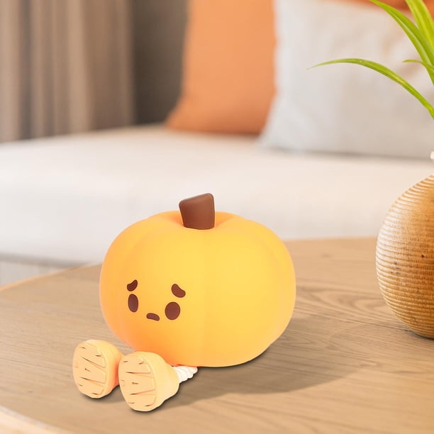 Lámpara de noche de calabaza, linda lámpara, lámpara táctil suave y regulable, lámpara de silicona táctil para guardería, luz de noche para habitación