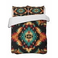 thumbnail image 2 of Boho Orange Teal King Size Down Alternative Comforter, Lightweight Comforter Quilt Bedding Set with Pillow Shams Geometric Vintage Southwestern Ethnic All Seasons Bed Comforter Duvet Insert 96"x106", 2 of 7