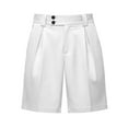 thumbnail image 4 of Pleated Shorts for Men Zipper Knee Length Dress Pants with Pockets Regular Fit Casual Pant Running Business Suit Pant Solid Button Waist Trousers 2026 Golf Beach Short for Men, 4 of 8