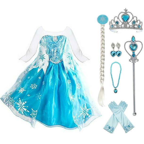 Girls Sequin Princess Elsa Costume Long Sleeve Dress Up Walmart Com Walmart Com