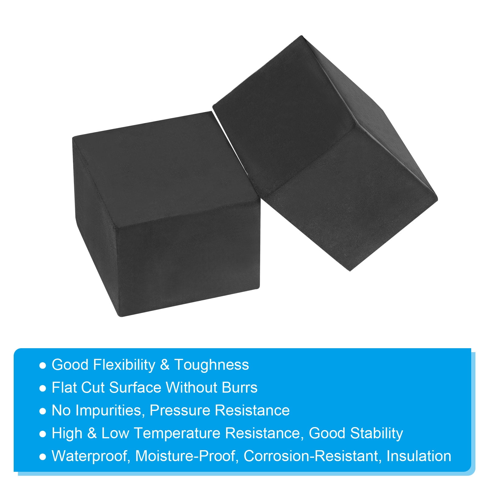 Uxcell Planter Flower Pot Feet Square Rubber Invisible Riser, Black 6 Pack 2x2x1.6"