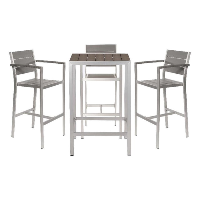 Pemberly Row 5-Piece Modern Aluminum Bar Set with Arms in Gray