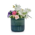 thumbnail image 6 of Set of 3 Grid Ceramic Flowerpot, Modern Planter for Patio, Garden, Windowsill - Blue Green, 6 of 9
