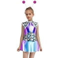 thumbnail image 3 of TiaoBug Girls Metallic Alien Dress Sleeveless Outer Space Themed Party Outfits with  Alien Hair Hoop 2Pcs Set Blue Hot Pink 6, 3 of 5