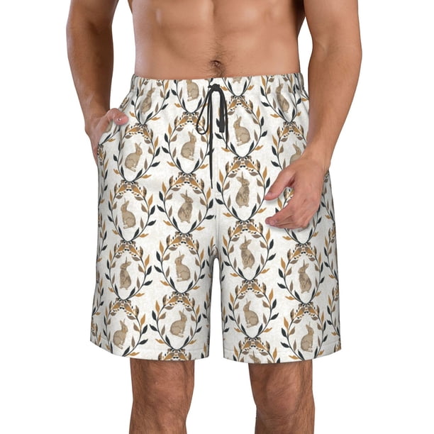 Fotbe Retro Bunny Trajes de Baño Estampados para Hombre, Shorts de Verano de Secado Rápido, Ropa de Playa, Bañadores-Large