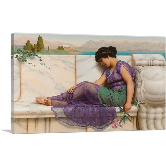 ARTCANVAS Summer Idleness 1909 Canvas Art Print by John William Godward - Size: 26" x 18" (0.75" Deep)