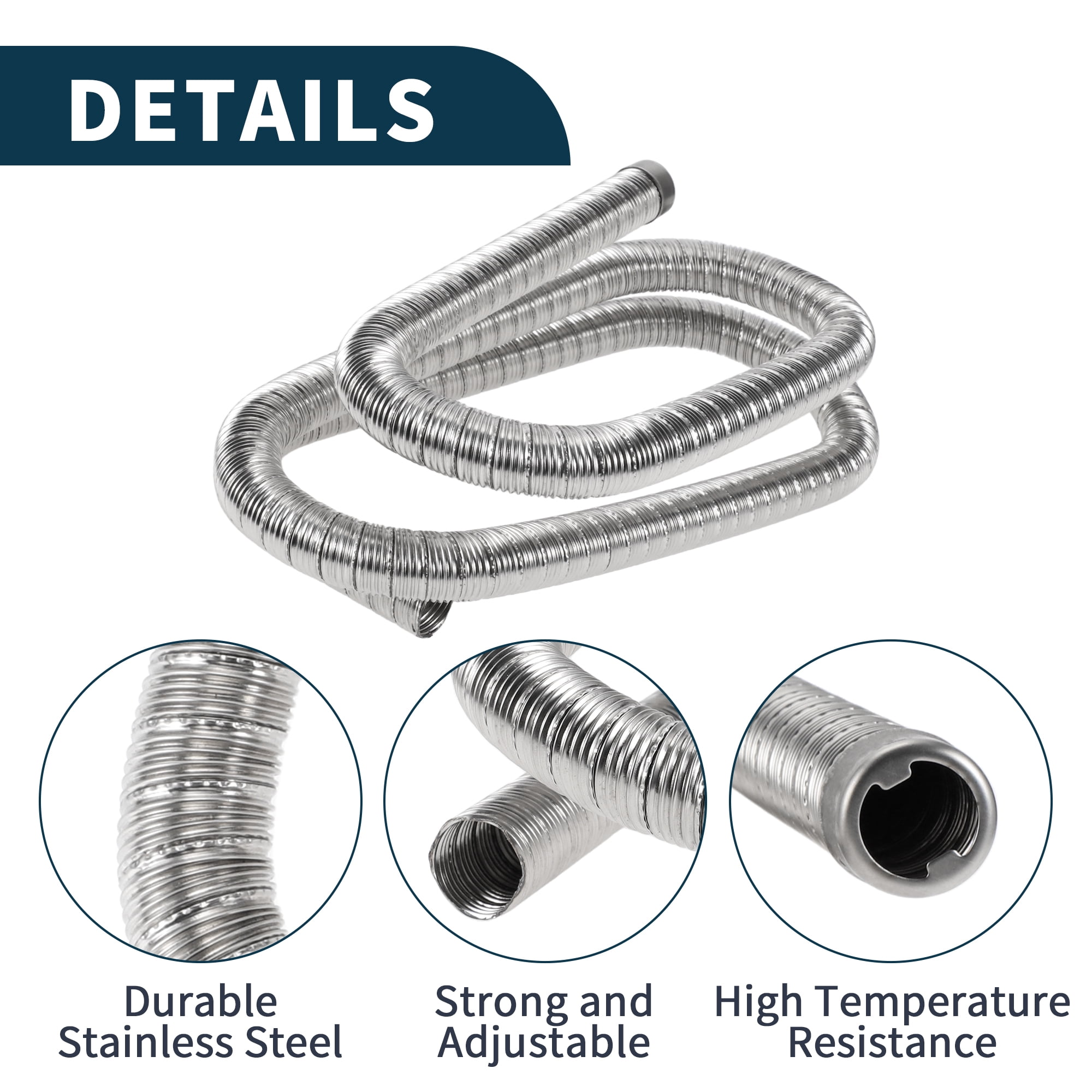 Car Truck RV Bus Van Boat Car Heater Exhaust Pipe Air Diesel Heater Exhaust Hose Clamp 1 Set 1.06" OD 0.94" ID 78.74" Length Stainless Steel