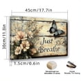 thumbnail image 4 of Rustic "Just Breathe" Inspirational Wall Art with Butterfly & Floral Design - Vintage Wooden Frame Canvas Print for Farmhouse Decor, Perfect for Living Room, Bedroom, 4 of 10