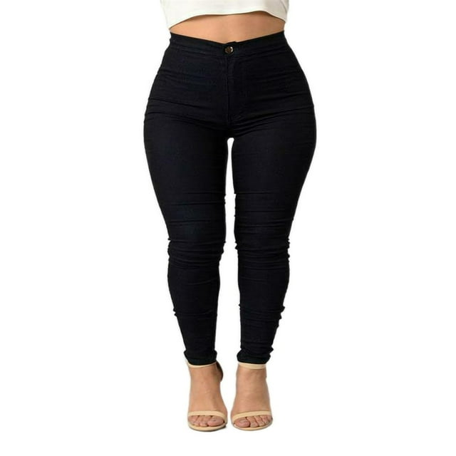Jean Crayon Grande Taille pour Femme Dame Extensible Décontracté Denim Pantalon Moulant Taille Haute
