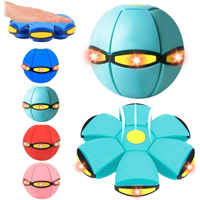 1PCS,Magic Bouncing Ball, Bouncy Balls, Magical Flying Saucer with 6 LED Light, Family and Pet Interactive Toys, Safe & Durable Dual Form Freely Switchable for Indoor & Outdoor Use.,Green