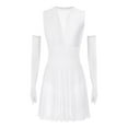 thumbnail image 2 of Doomiva Women's Lyrical Dance Dress Sparkly Rhinestone Figure Skating Leotard Dress with Gloves White XXL, 2 of 6