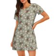 thumbnail image 4 of Salouo Bees And Chamomile Print Short Sleeve Sleepshirt for Womens Comfy Nightgown Scoopneck Cute Nightdress Ruffle -3X-Large, 4 of 7