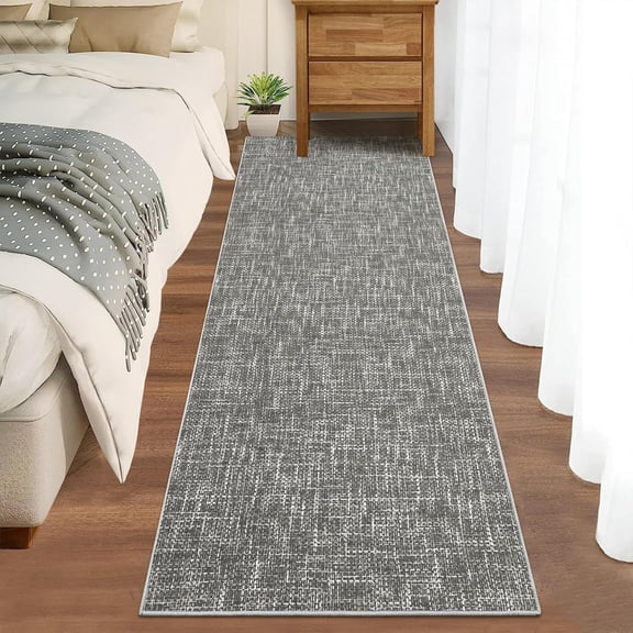 2x6 Runner Rug Washable Runner Rug Modern Abstract Runner Mat Hallway Contemporary Solid Rug Non-Slip Foldable Aesthetic Accent Floor Carpet Grey