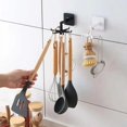 thumbnail image 2 of 2pcs, Wall Mounted Kitchen Rotating Hooks For Utensils, Punch Free & Adhesive Cooking Utensil Rack With 6 Claw, Hooks For Spoons Pot Rags, Kitchen Utensils Hanger Holder, 2 of 4
