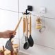 thumbnail image 2 of 2pcs, Wall Mounted Kitchen Rotating Hooks For Utensils, Punch Free & Adhesive Cooking Utensil Rack With 6 Claw, Hooks For Spoons Pot Rags, Kitchen Utensils Hanger Holder, 2 of 4