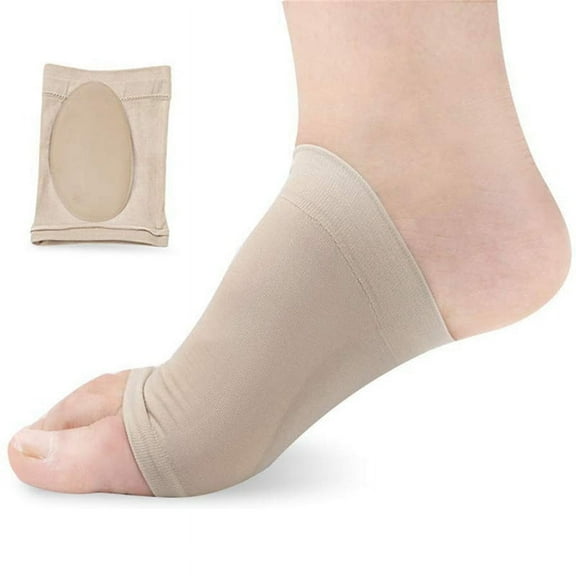 Compression Arch Support with Pad,Arch Brace for Flat Feet Cushions for Women & Men, Plantar Fasciitis Sleeves Shoe Insert Insole, Helps Foot Skin Color
