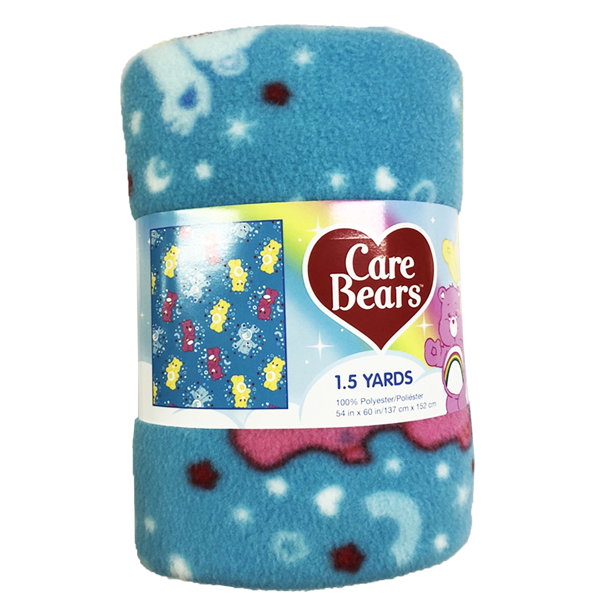 Eugene Textiles, Care Bears Anti- pill Fleece 60' x 1.5 yd 100% Polyester Pre-cut Fleece Fabric, Blue , crafted for time saver, no sew blanket project