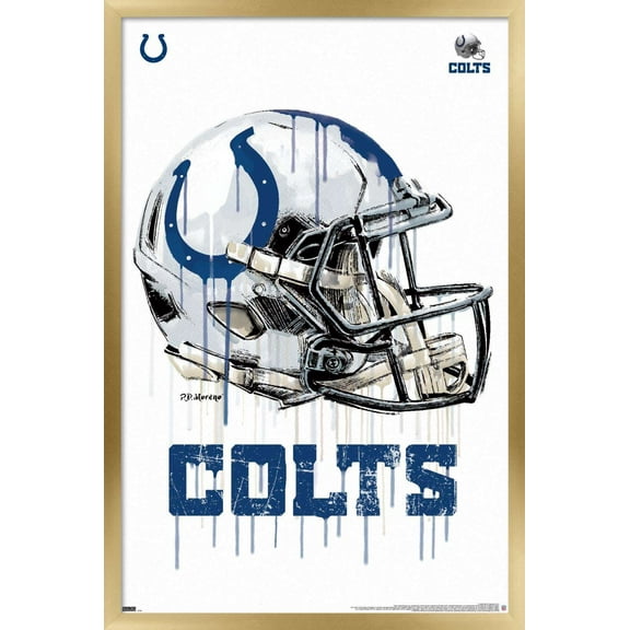 NFL Indianapolis Colts - Drip Helmet 20 Wall Poster, 14.725" x 22.375", Framed