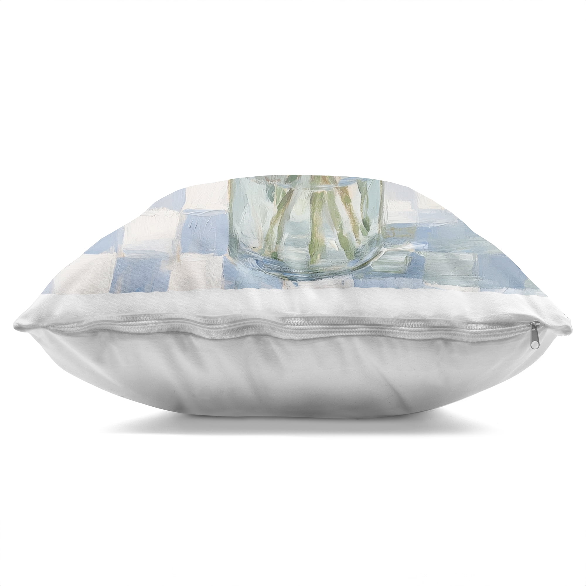 Stupell Industries Hydrangea Picnic on Checkered Decorative Printed Throw Pillow, design by Petal Prints Design, 18 x 7 x 18