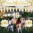 thumbnail image 3 of YANSION 18th Birthday Decoration, White Gold 18th Birthday Party Decoration for Girl Boy, Happy Birthday Banner, Triangle Banner, Confetti Balloon, 3 of 5
