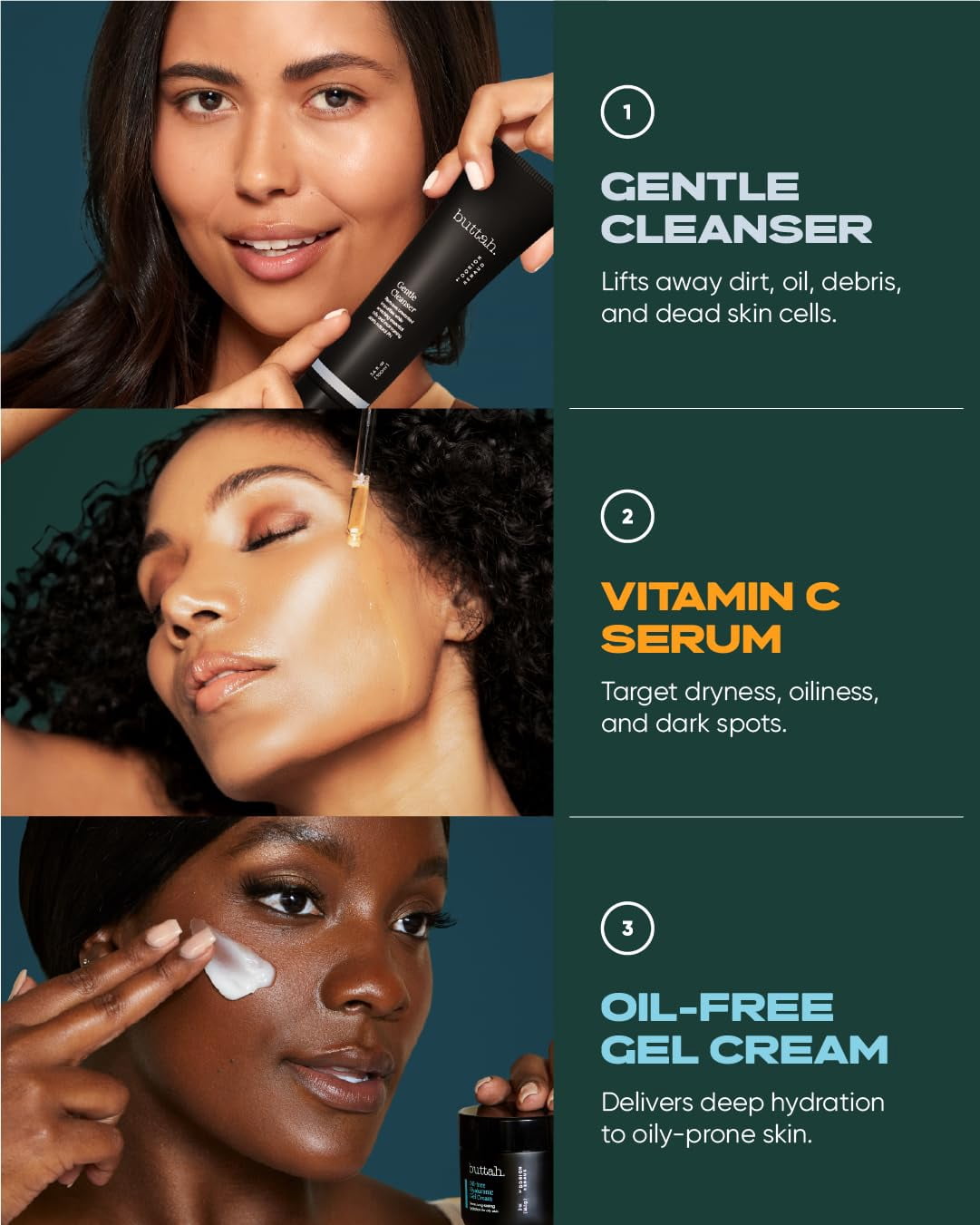 Buttah Skin Complete Skincare Kit – Cleanser, Vitamin C Serum & Gel Cream