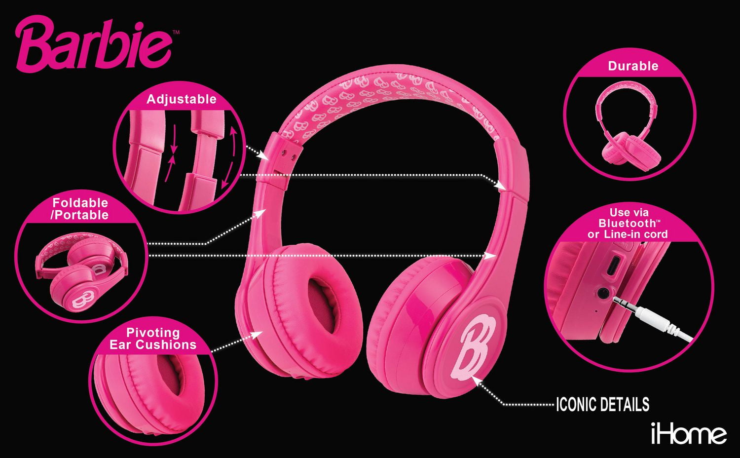 Barbie Bluetooth Casque de Jeune Barbie BT Casque de Jeune
